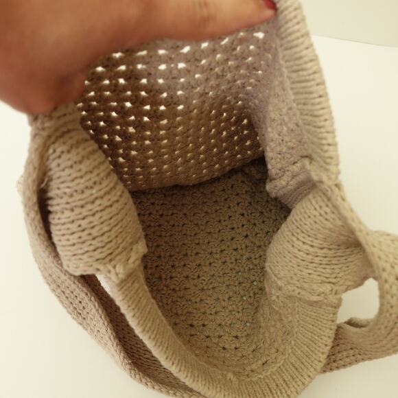 Womens Crochet Woven Handbag Beach Knitted Crochet Hobo Shoulder Tote Bag Tan - Picture 6 of 7